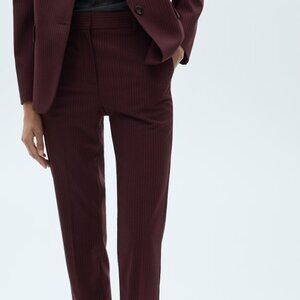 Mango Pinstripe Suit Trousers Dark Purple